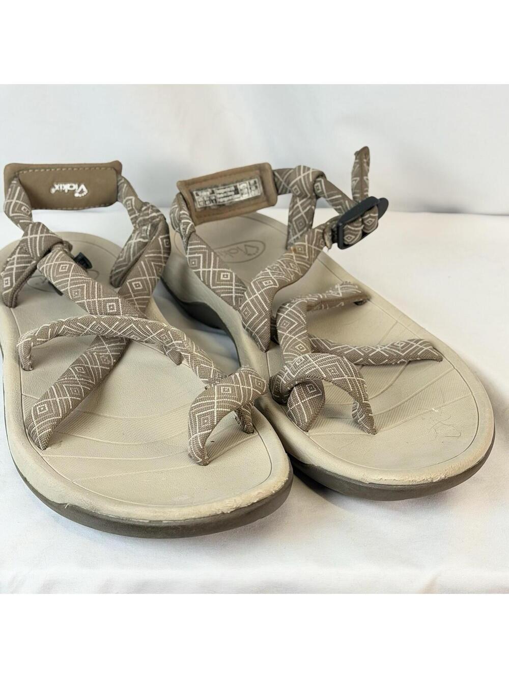 Viakix Walking Hiking Adjustable Sandals Beige Women's Size 10 READ